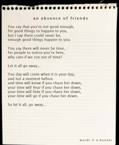 pictures of friends. absence of friends